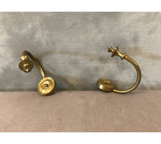 Pair of period brass chimney hooks 19 th