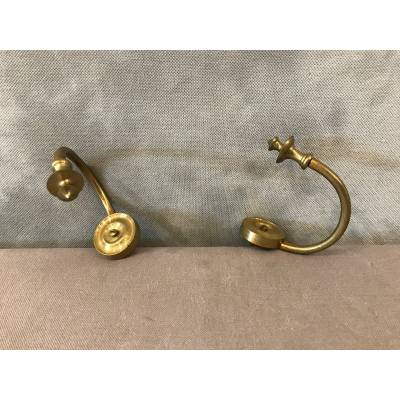 Pair of period brass chimney hooks 19 th