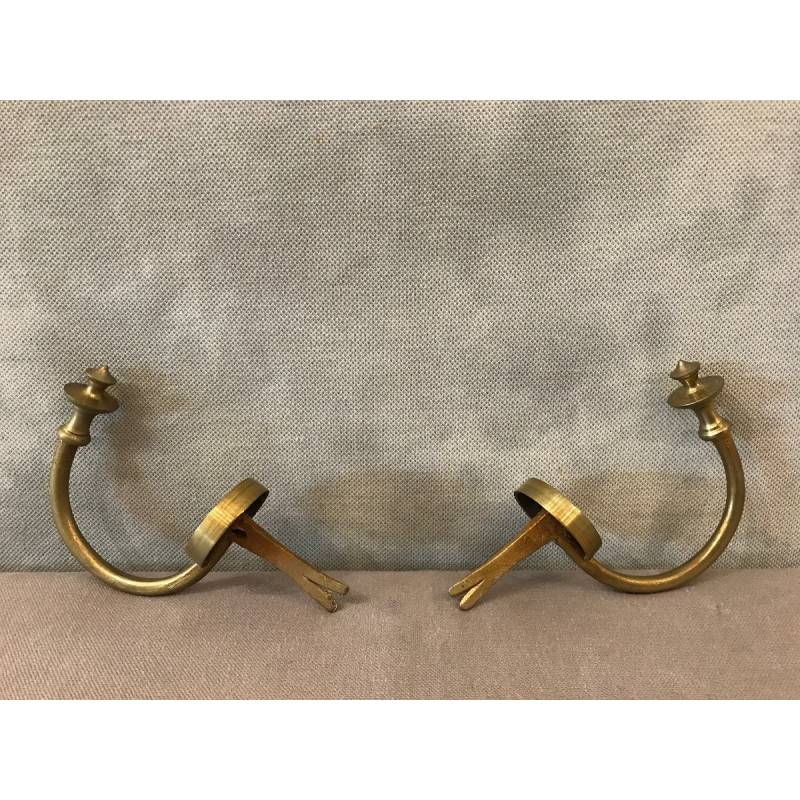 Pair of period brass chimney hooks 19 th