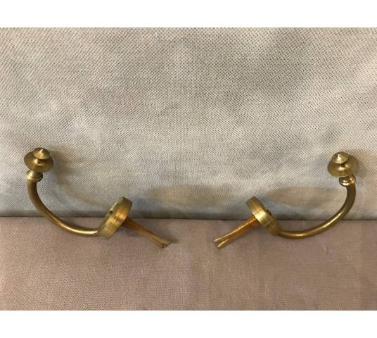 Pair of period brass chimney hooks 19 th