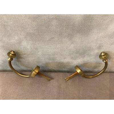 Pair of period brass chimney hooks 19 th