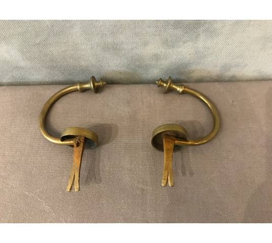 Pair of period brass chimney hooks 19 th