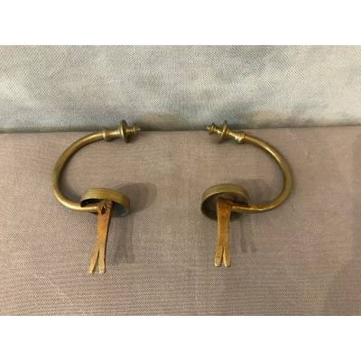 Pair of period brass chimney hooks 19 th