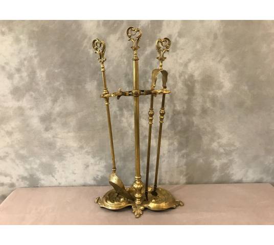 Serviteur de cheminée ancien en bronze d'époque 19 ème