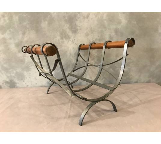 Beau basket with iron and modernist wood