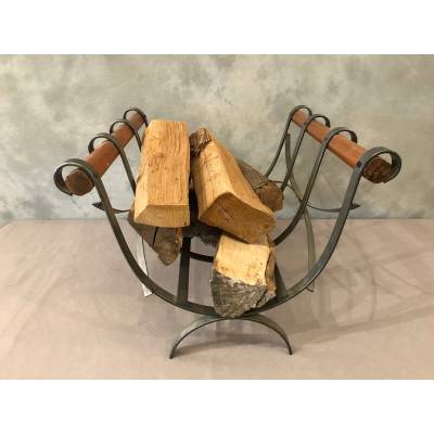 Beau basket with iron and modernist wood