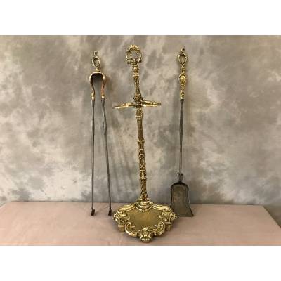 Servant of ancient fireplace in bronze and vintage 19 th