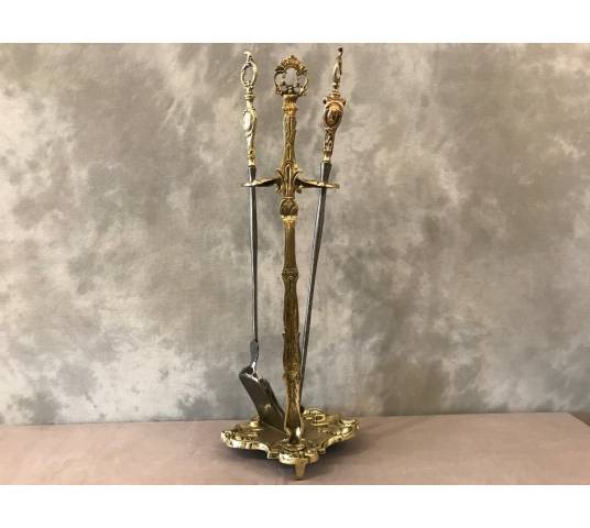 Servant of ancient fireplace in bronze and vintage 19 th