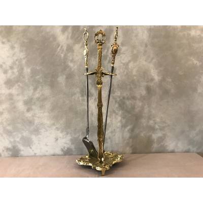 Servant of ancient fireplace in bronze and vintage 19 th