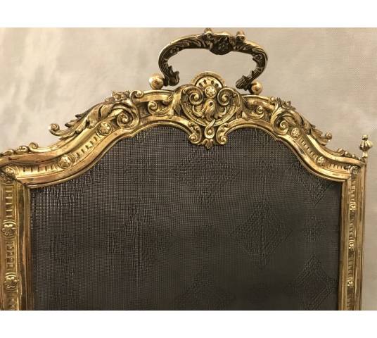 Pare fire of antique fireplace in vintage pressed brass 19 th