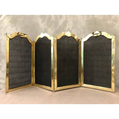 Pare fire of antique fireplace in vintage pressed brass 19 th