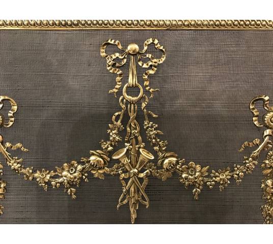 Beautiful screen, fireproof fireplace in bronze epoch 19 th