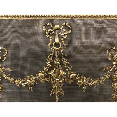 Beautiful screen, fireproof fireplace in bronze epoch 19 th