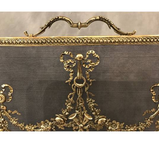 Beautiful screen, fireproof fireplace in bronze epoch 19 th