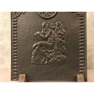 Plaque de cheminée ancienne en fonte d'époque fin 18 ème