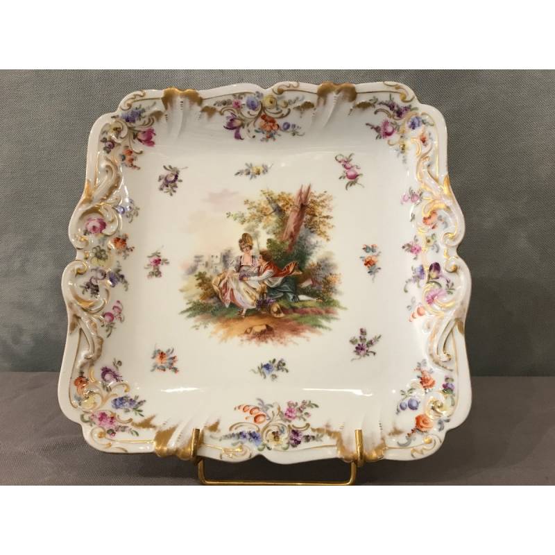 Plat à gâteaux en porcelaine Anglaise d'époque 19 ème " Derby"