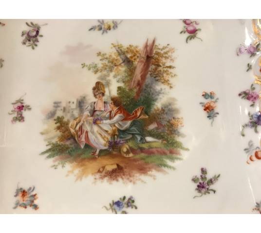 Plat à gâteaux en porcelaine Anglaise d'époque 19 ème " Derby"