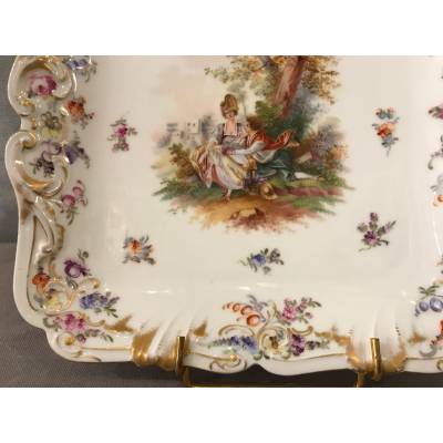 Plat à gâteaux en porcelaine Anglaise d'époque 19 ème " Derby"