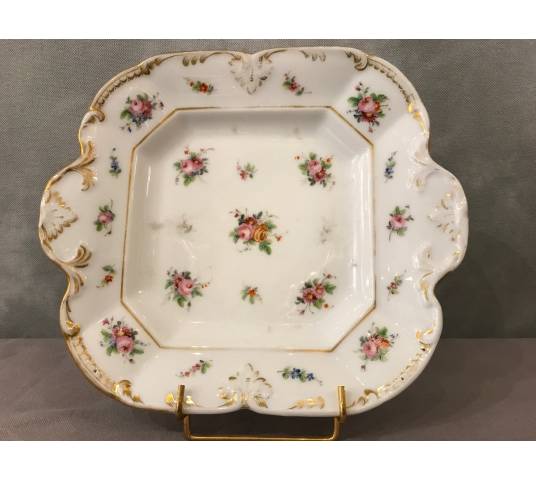 Plat à gâteux en porcelaine de Vieux Paris d'époque 19 ème