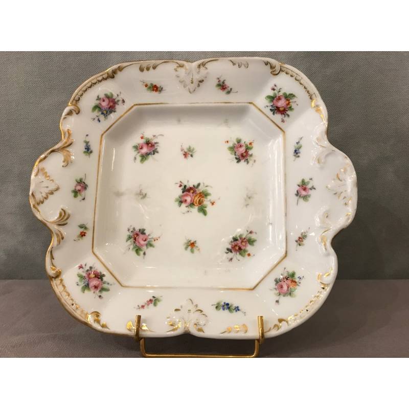 Plat à gâteux en porcelaine de Vieux Paris d'époque 19 ème