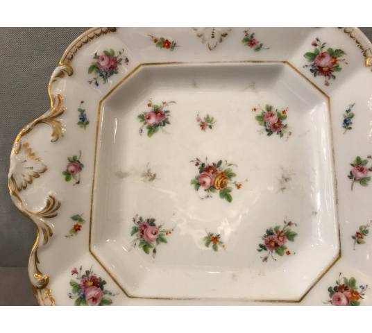 Plat à gâteux en porcelaine de Vieux Paris d'époque 19 ème