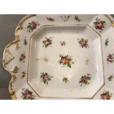 Plat à gâteux en porcelaine de Vieux Paris d'époque 19 ème