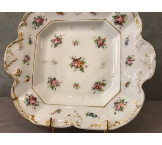 Plat à gâteux en porcelaine de Vieux Paris d'époque 19 ème