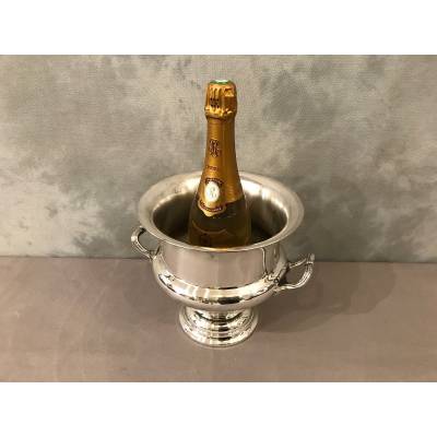 Seau à champagne en métal argenté d'époque XX ème