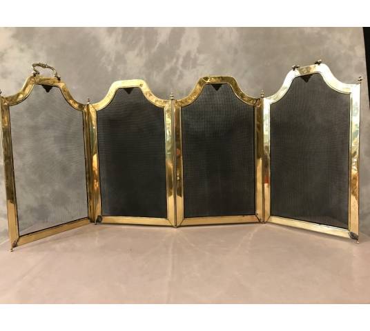 Pare fire of antique fireplace in vintage pressed brass 19 th