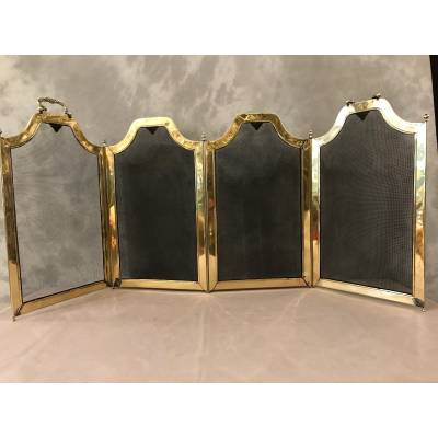 Pare fire of antique fireplace in vintage pressed brass 19 th