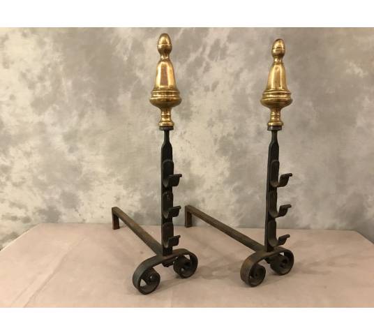 Pair of ancient iron and brass tracks 18 th