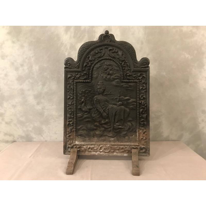 Ancient fireplace plate in cast iron 47.5X 70 cm then 18 th