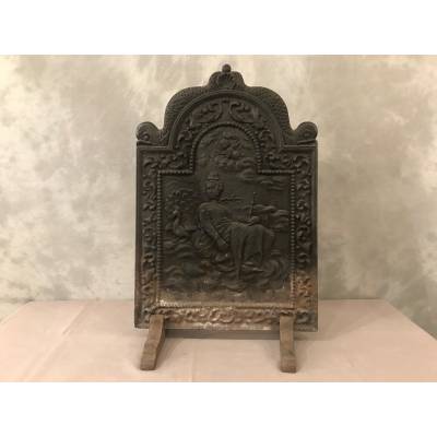 Ancient fireplace plate in cast iron 47.5X 70 cm then 18 th