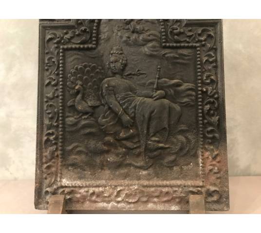 Ancient fireplace plate in cast iron 47.5X 70 cm then 18 th