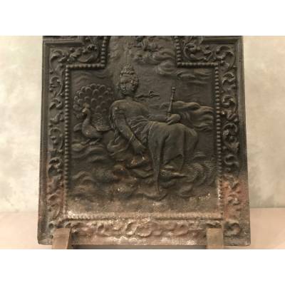 Ancient fireplace plate in cast iron 47.5X 70 cm then 18 th