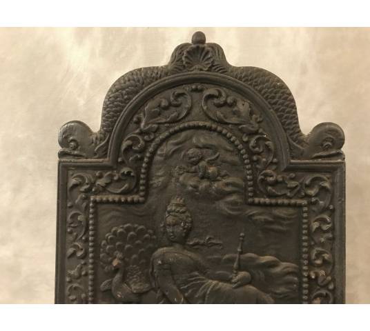 Ancient fireplace plate in cast iron 47.5X 70 cm then 18 th