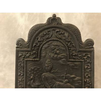 Ancient fireplace plate in cast iron 47.5X 70 cm then 18 th