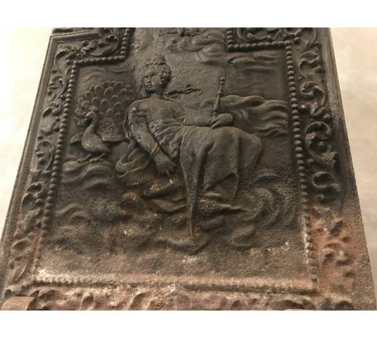 Ancient fireplace plate in cast iron 47.5X 70 cm then 18 th