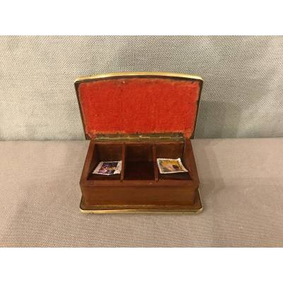 Small mahogany stamp box from the 19th century