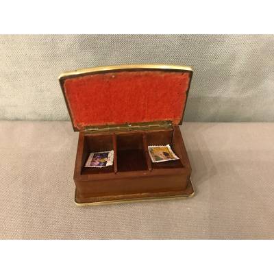 Small mahogany stamp box from the 19th century