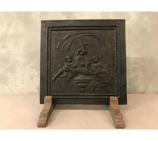 Small old cast iron fireplace plate from the 18th century