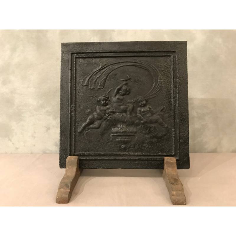 Small old cast iron fireplace plate from the 18th century