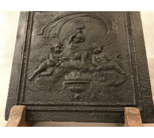 Small old cast iron fireplace plate from the 18th century