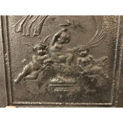 Small old cast iron fireplace plate from the 18th century