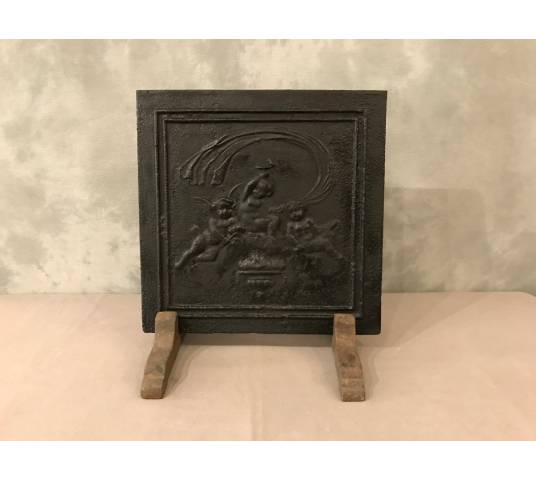 Small old cast iron fireplace plate from the 18th century