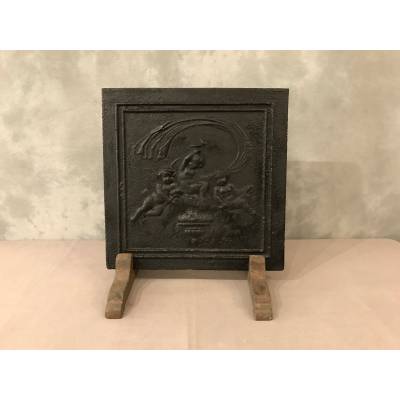 Small old cast iron fireplace plate from the 18th century