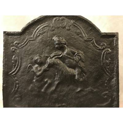 Belle plaque de cheminée ancienne en fonte d'époque 18 ème