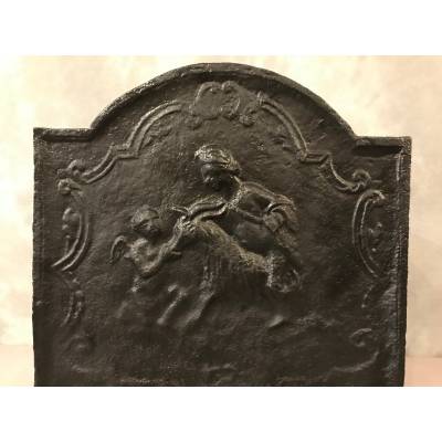 Beautiful old cast iron fireplace plate from the 18th century