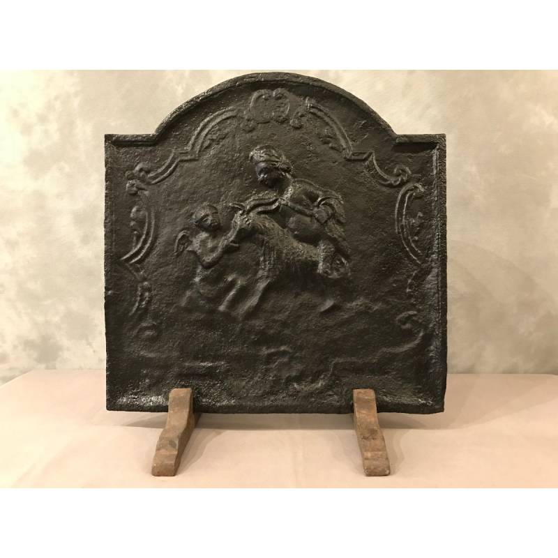 Beautiful old cast iron fireplace plate from the 18th century