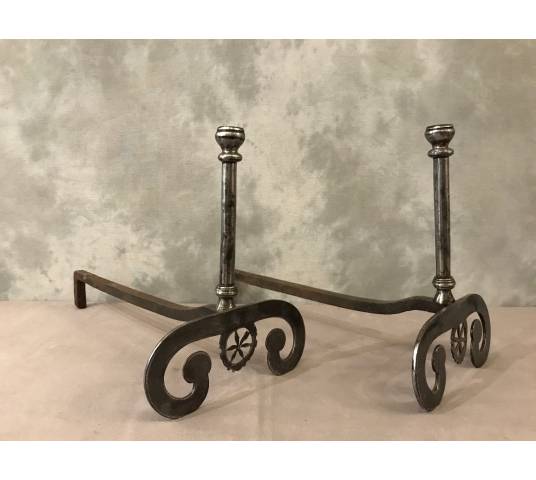 Beautiful pair of wrought iron tracks from the 18th century